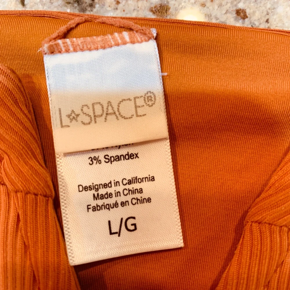 L* Space Lee Lee Ribbed Bikini Color AMBER Top and Bottom Size Large NWOT Beach - Picture 10 of 14